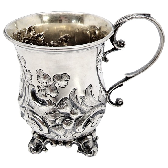 Antique George Angell London Sterling Silver Footed Cup with Monogram #13789 - Picture 9 of 11